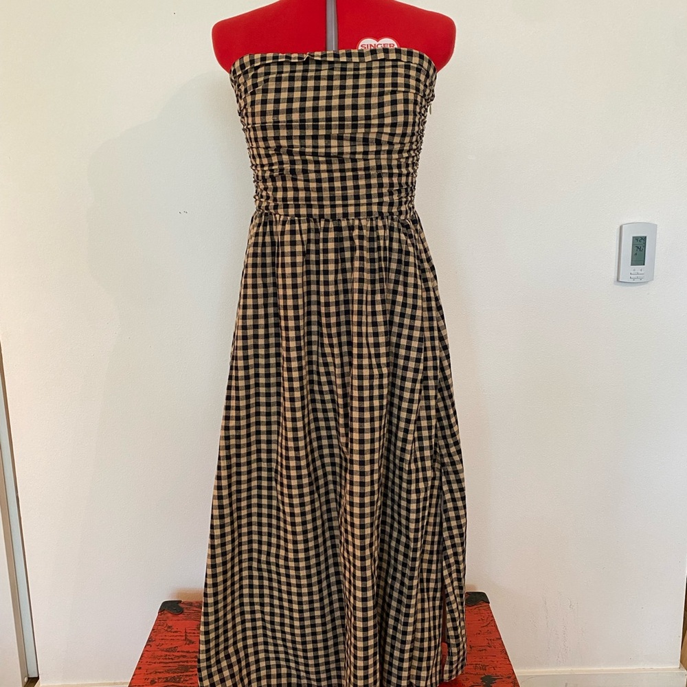 DISSH Elm Checkered Black Cream Strapless Dress in US 6 - Picture 8 of 10